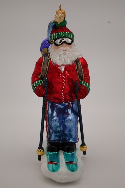 Glas-Ornament Weihnachtsmann Auf Skiern 18 Cm • Handbemalt • Winterdeko • Deko-image