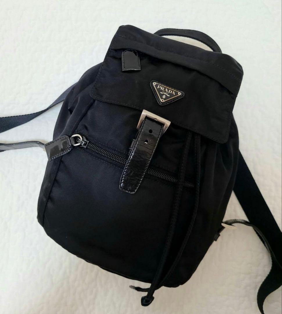 Vintage PRADA Nylon Mini Drawstring Backpack Black - image 3