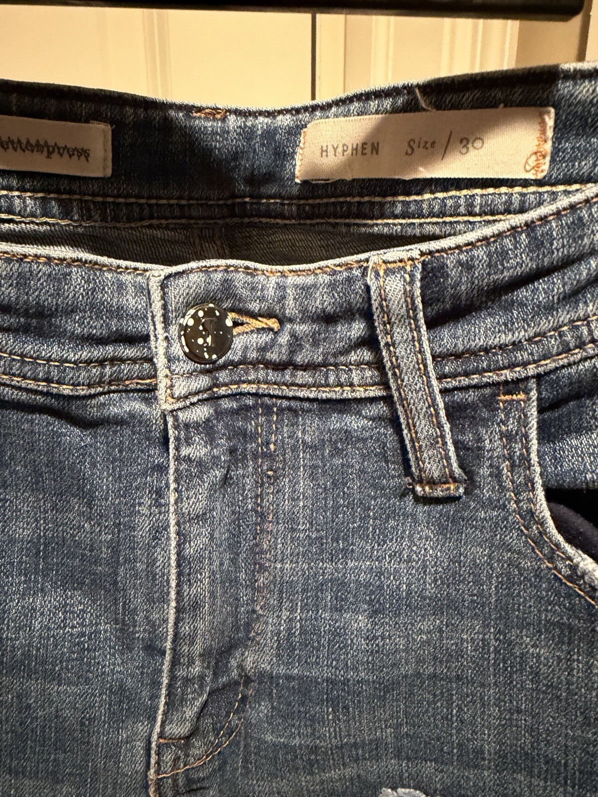 Pilcro Patchwork Distressed Straight Jeans Tinted… - image 9