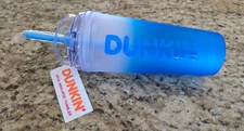 Dunkin Summer 2024 Blue Ombre Plastic Insulated 24oz Tumbler Brand New