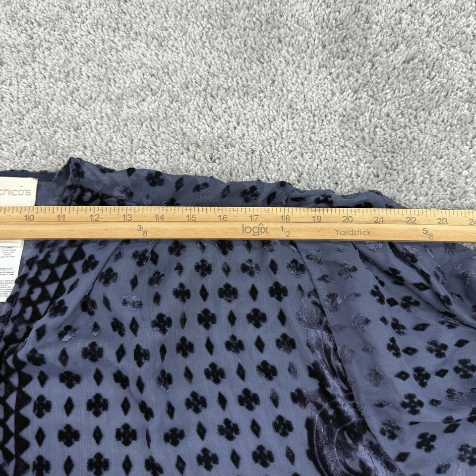 Quimono Chicos Velvet Burnout G/XL azul marinho capricho franja frisada glam boho - Imagem 3 de 4