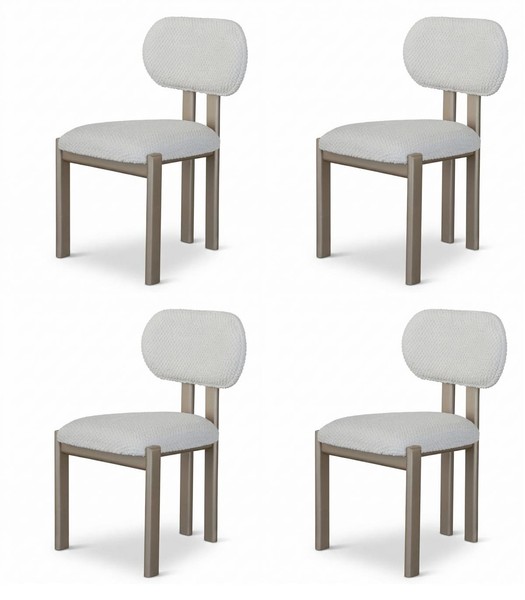 4X Stuhl Weiß Braun Moderner Stil Komfortabel Minimalistisch Schlicht-image