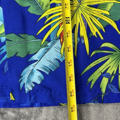 Vintage Barefoot Attitude Sz L Hawaiian Shirt Parrot Palm Print Blue Tropical - 第 10/12 張圖片