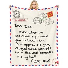 Gift for Dad from Daughter Son, Dear Dad Blanket for Father's Day, Throw Blan...