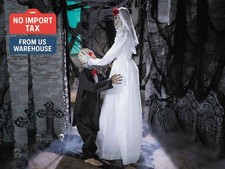 Skeleton Bride and Groom Halloween Prop Animated 5'10" Life-Size Wedding Decor