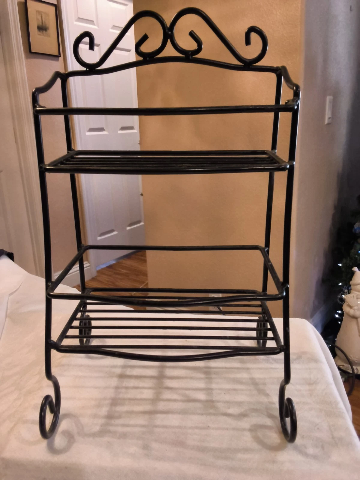 COUNTERTOP WROUGHT IRON METAL 2 TIERED STORAGE RACK TEA/SPICES/DISPLAY CHIC M3