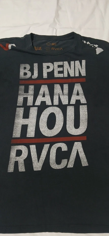 CAMISETA RVCA MMA BJ PENN HANA HOU USADA EN EXCELENTE ESTADO NEGRA GRANDE De colección Y2K UFC  Foto 2 de 4