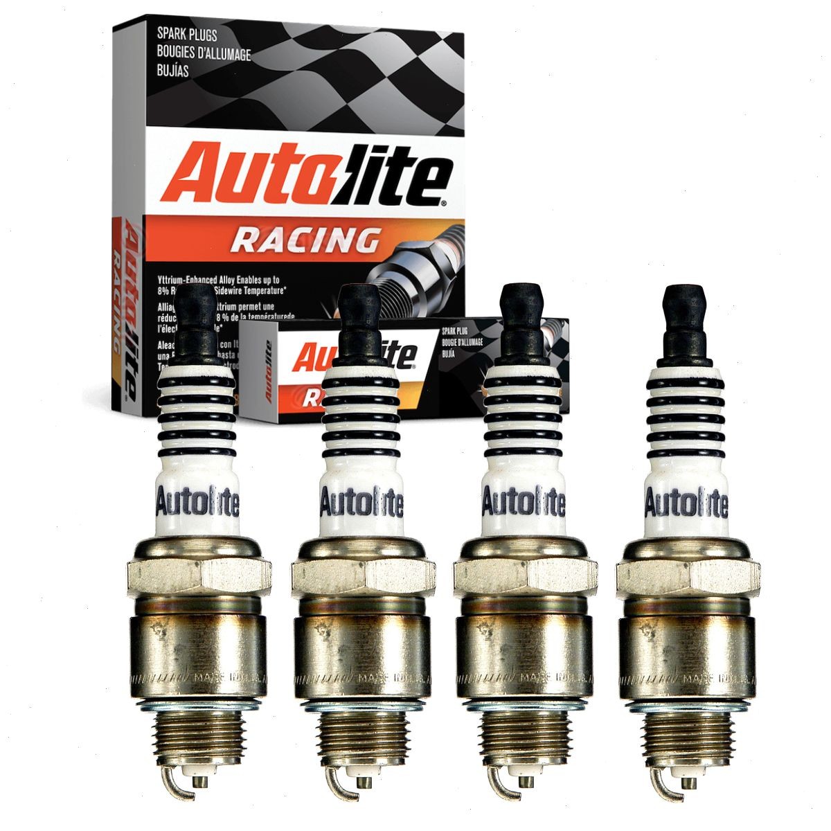 4 pc Autolite Racing AR72 Spark Plugs for A12 438S 2891 10 Ignition Wire on