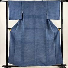 JAPANESE KIMONO EDO KOMON BLUE 158cm 5 ft 2 in PURE SILK AA7777