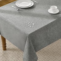 Tischdecke Rechteckig Grau Leinenoptik Abwaschbar 140X240Cm 210 GSM