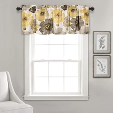 Leah Room Darkening Window Curtain Valance, 18 Inch X 52 Inch, Yellow/Gray