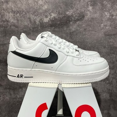 Nike Air Force 1 Low White Black Swoosh Casual Sneakers Leather Shoes