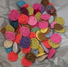 Lot of 25 Mini Crochet Granny Squares Mixed RANDOM Assorted Colors Approx 1"