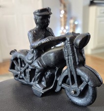 Vintage Cast Iron Policeman on Motorcycle Nice Condition