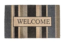 NoTrax, Welcome Gray, Vinyl-Backed Natural Coir Doormat, Entry Mat for Indoor or