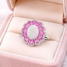 GENUINE 2.15 Cts OPAL & PINK SAPPHIRE RING SOLID .925 STERLING SILVER - NWT — photo 3