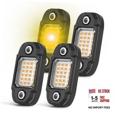 4 Pods LED Rock Light Waterproof Neon Trail Rig Lamp Underglow Lights Yellow