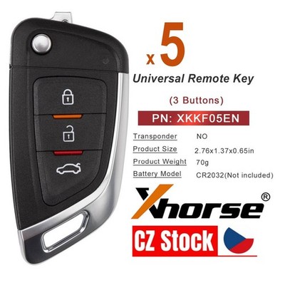 5x Xhorse Universal Wire Remote Key Knife Style 3 Buttons  XKKF05EN for VVDI MAX