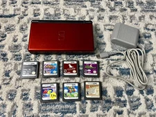  Nintendo DS Lite Red And Game Bundle Sonic Rush Nintendogs Indiana Jones