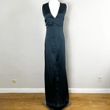 Lovely LB027 Size 18 Evergreen Green T514 Charmeuse V-Neck Twist Maxi Gown Dress