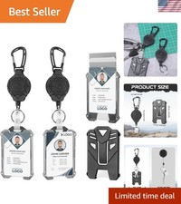 2 Set Retractable Badge Holders Heavy Duty Carabiner Badge Reel Retractable Keyc