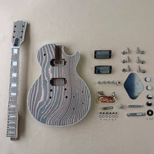 Unfinish LP DIY Electric Guitar Kit  Solid Zebrawood Body Neck CR Part