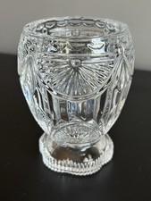 Clear Pressed Glass Vase Geometric Pattern Glossy Decorative