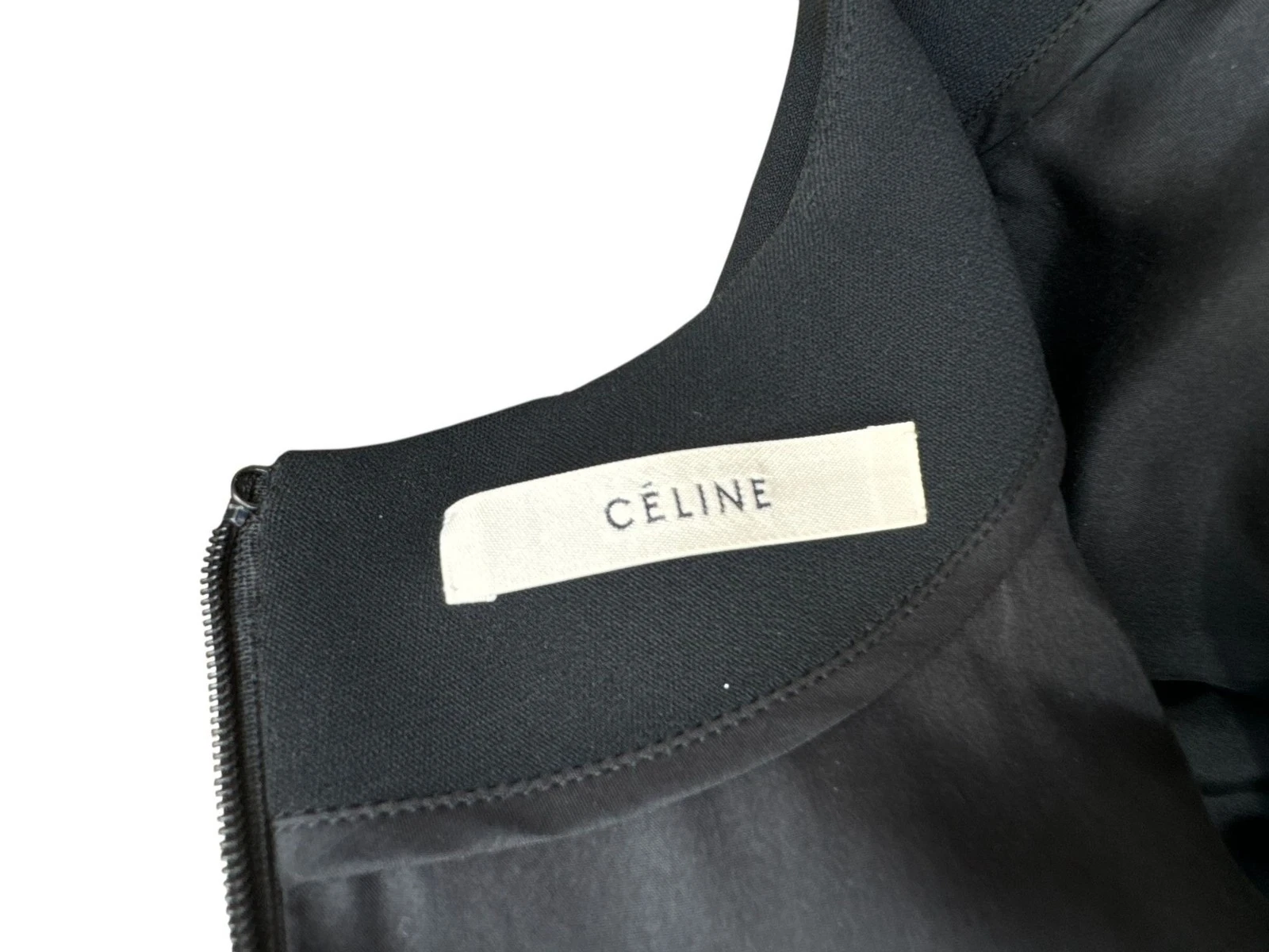Abito Celine by Phoebe Philo nero strutturato manica lunga taglia 36 (veste dalla XS alla S)