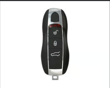 Porsche 3pc Key Case Set Shell Cover Genuine Leather Strap Crest Keychain