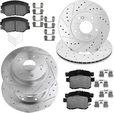 Front 11.10" and Rear 11.10" Drilled and Slotted Brake Kit Compatible with 2008