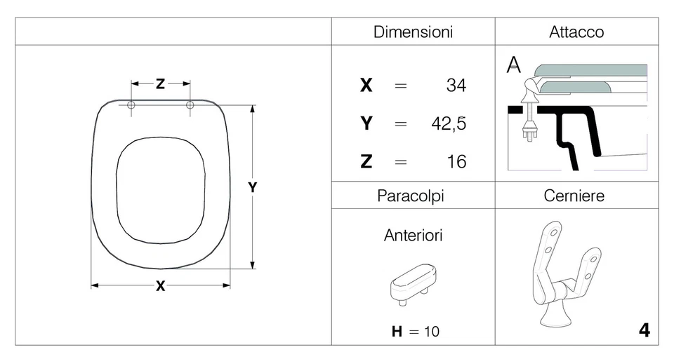 Copriwater in MDF serie Tesi della Ideal Standard Bianco con cerniere in ottone - Immagine 2 di 3