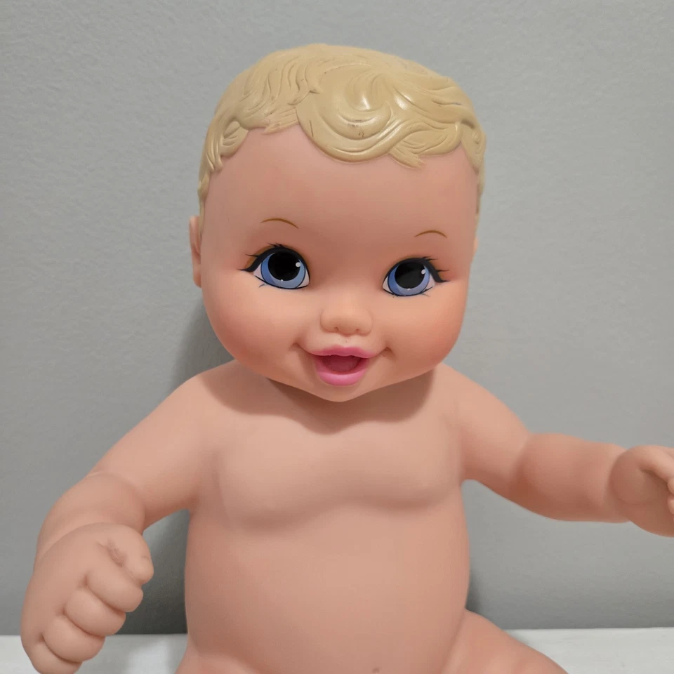 Vintage 2005  Lauer Toys Water Baby 10” Rubber Doll Blonde Bright Blue Eyes - Image 3 of 4