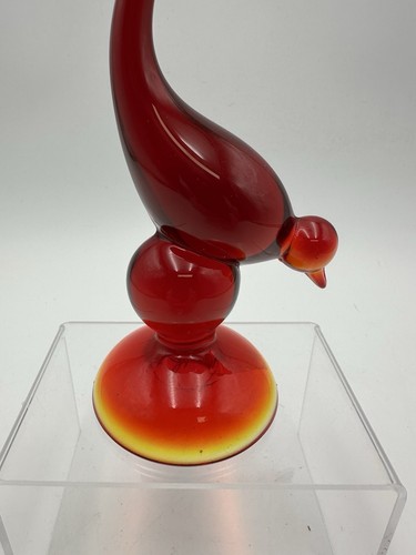 Vntg Viking Long Tail Bird 9” Figurine 1960's Ruby Red Amberina Glows MINT COND. - Picture 5 of 18