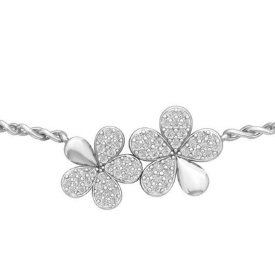 Sterlingsilber 0,25 kt im Labor gezüchteter Diamant Blume Stab Halskette 18 Zoll Kabel Kette