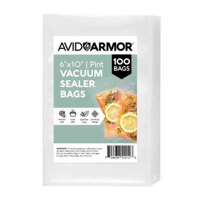 Avid Armor Vacuum Sealer Bags Pint Size, Vac Seal Size 6'' x 10'', Clear 