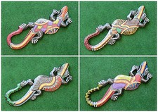 S A L E !!! 30 cm Gecko Holzgecko Echse Eidechse Bild Holz Wandbild Dotpaint 