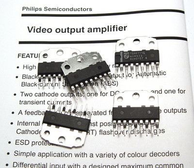 5x IC Philips TDA6111Q / TDA 6111 Q, Video Output Amplifier, 16 MHz Endstufe