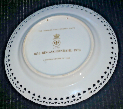 Bing & Grondahl Seagull Anniversary Plate Limited Ed 7500 Denmark Pierced Rim - Bild 4 von 5
