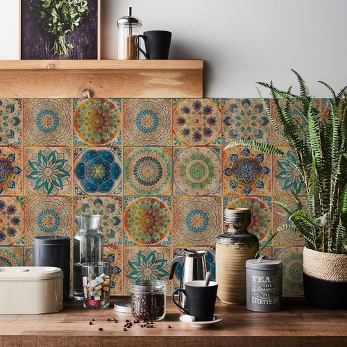 24PCS Moroccan Tile Stickers Kitchen Bathroom Self-adhesive Wall DIY Decorations - Picture 7 of 79