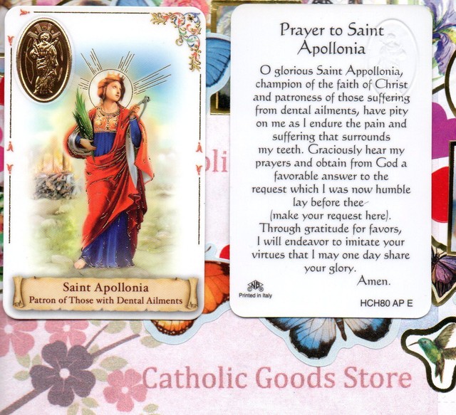 Saint St. Apollonia with Prayer (for Dental Ailments) Plastic stock Holy Card eBay
