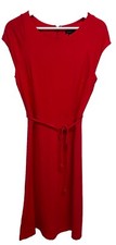 Ann Taylor Red Soft Rayon/Spandex A Line Dress Tie Waist Stretch Tie Waist 6