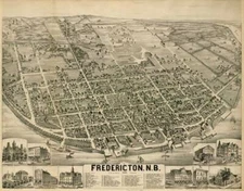 Poster - Fredericton New Brunswick Vintage Pictorial Map