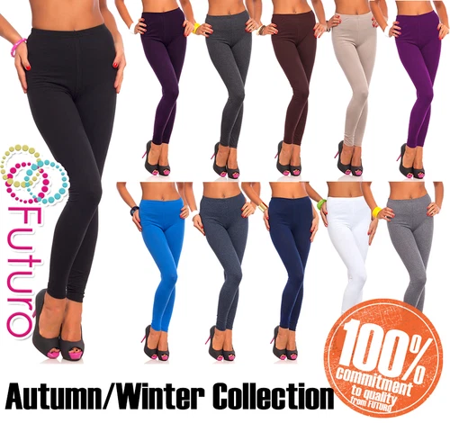 Womens Thick Warm Cotton Full Length Leggings UK Size 6-22 & All Colours