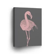 Flamingo CANVAS PRINT Grey Bakground Digital Painting Decorative Art Wall