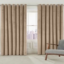 Double Sided Velvet Curtains PAIR Eyelet Ring Top Fully Lined Blackout Curtains