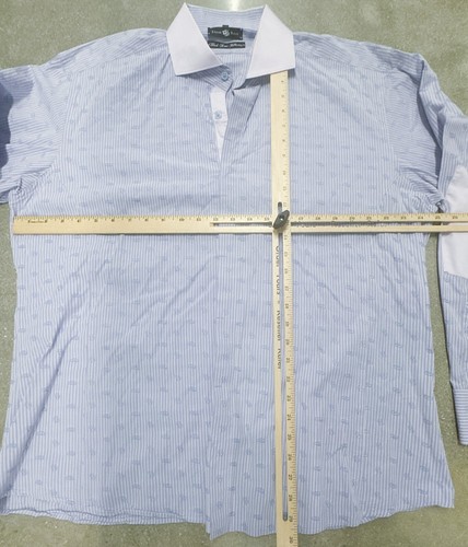 Stone Rose Shirt Mens 6 Blue Purple 2XL Flip Cuff Button Stripe Paisley - Picture 3 of 10