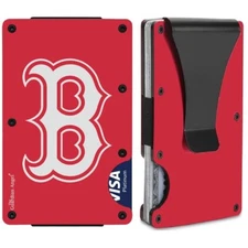 Boston Red Sox Guardian Angel Engraved Titanium Red RFID Blocking Wallet D7