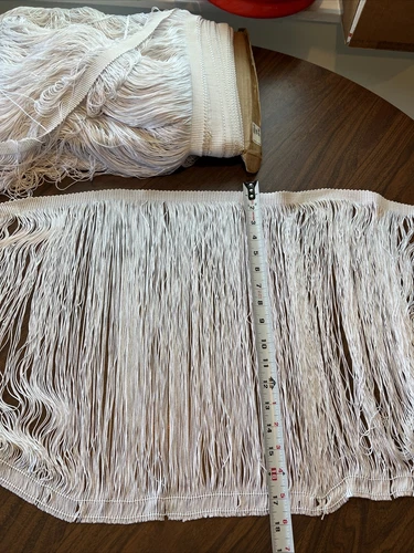 Fringe Tassel White 18” Trim Fabric Uncut Entire BOLT Polyester 17.5 Yards Save!