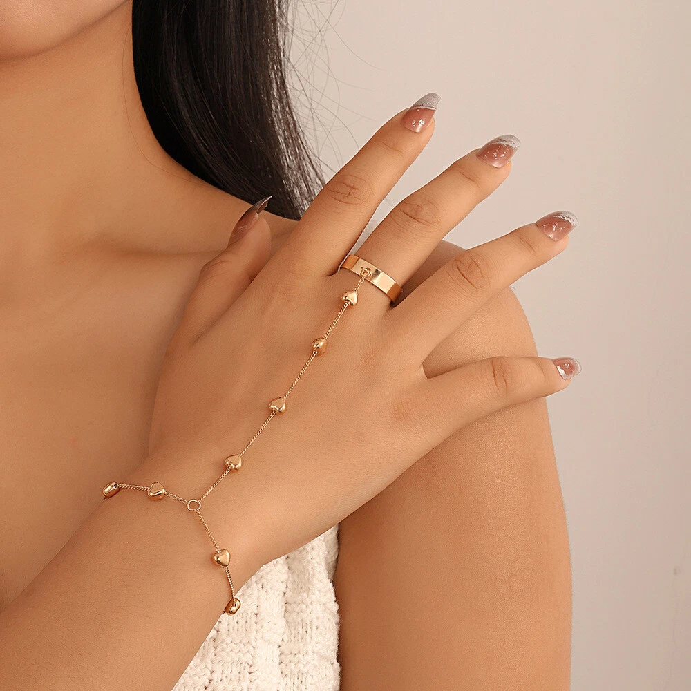 Fashion Multi Gold Chain Tassel Bracelet Bangle Slave Finger Ring Hand Harness