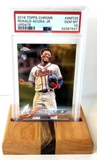 PSA Graded Trading Card Display Stand Butcher Block Stand Cherry & Hickory